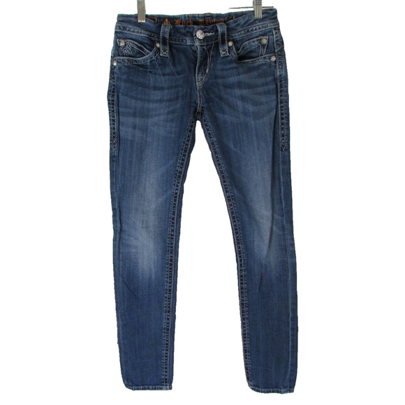 Rock Revival Easy Ankle Sasha Skinny Jeans Womens 27 Low Flap Pocket Bling - Picture 3 of 12